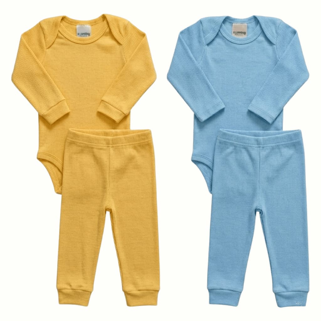 Enxoval de Bebê Body + Calça Conjunto Canelado Algodão RN ao 1 | 1 ou 2 Conjuntos