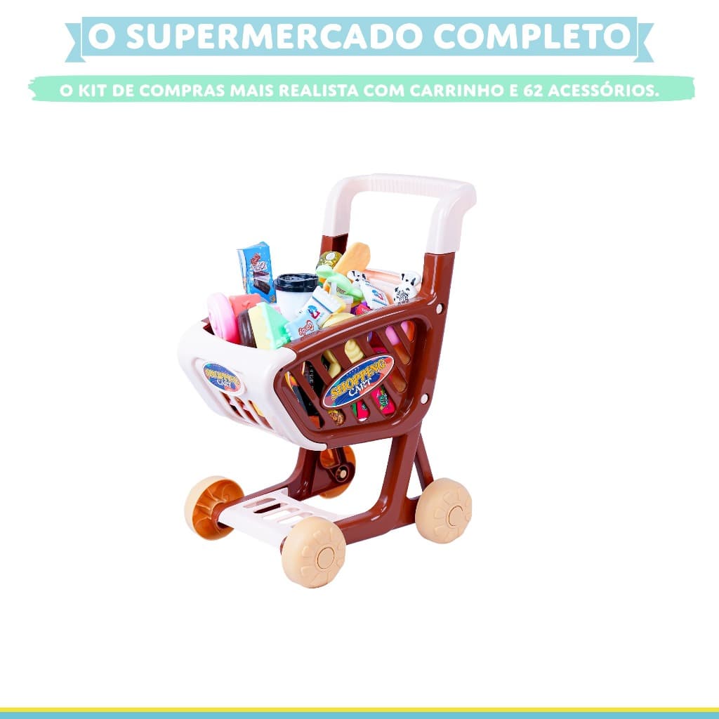Carrinho De Compras Supermarket Shopping Infantil Com Acessórios