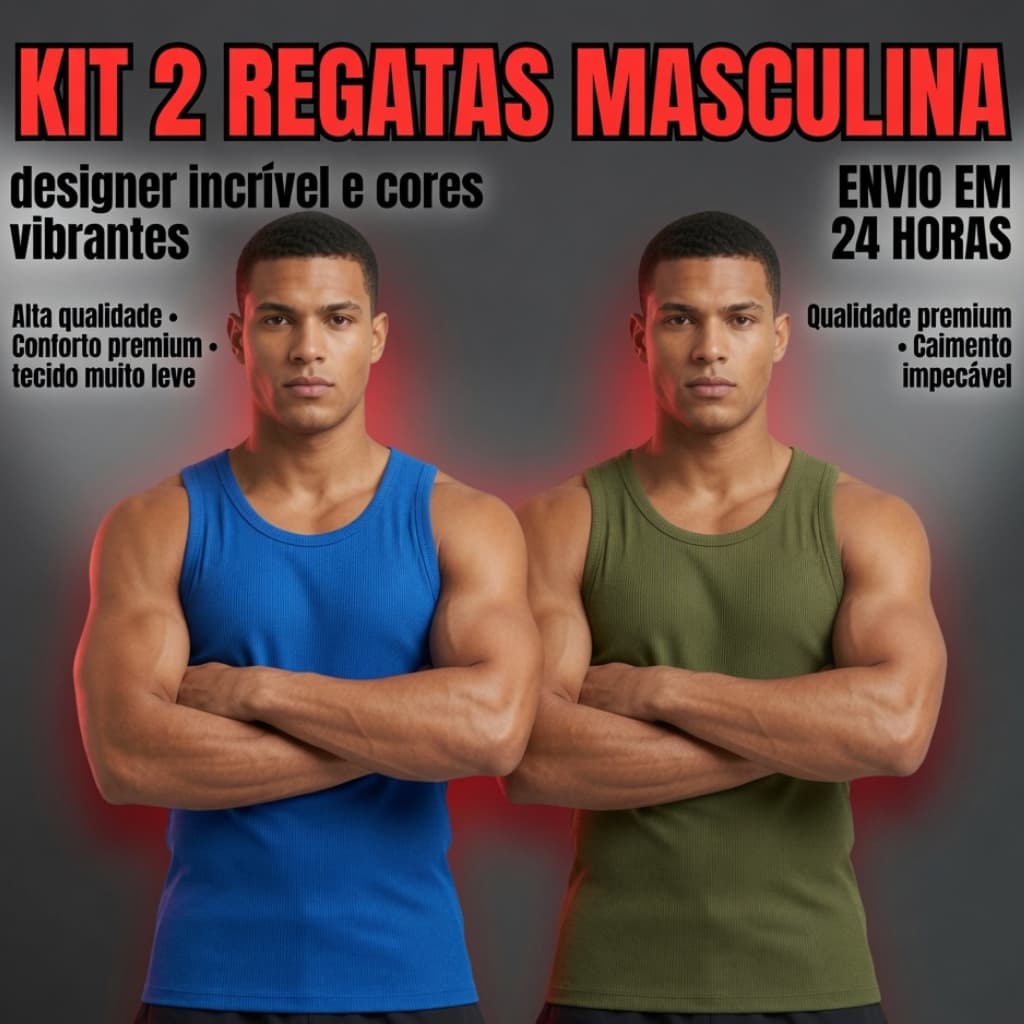 Kit 2 Regata Masculina Canelada Americana Básica