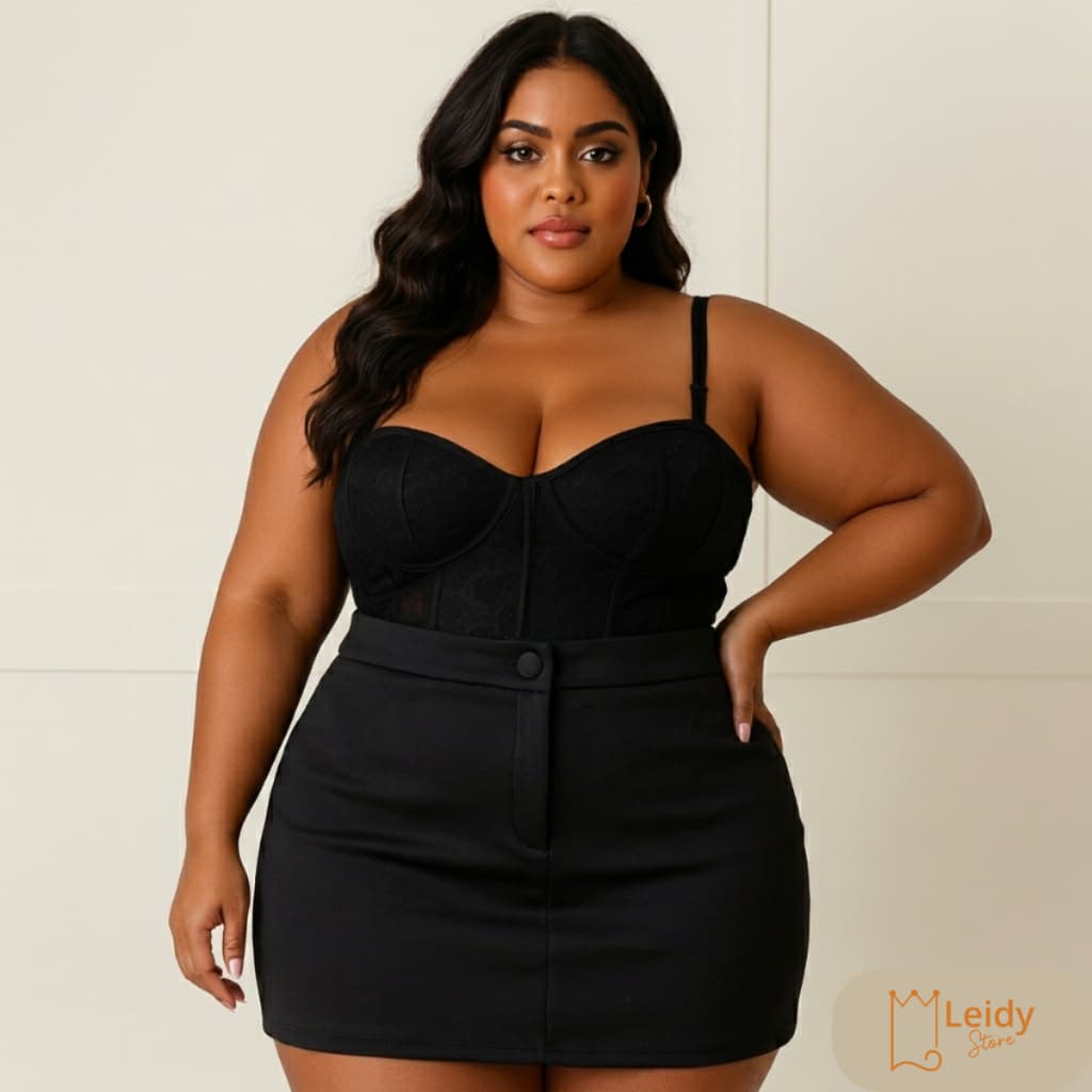 Shorts Saia Plus Size Neoprene Botão Forrado Moda Verão - Tamanhos G1 ao G3