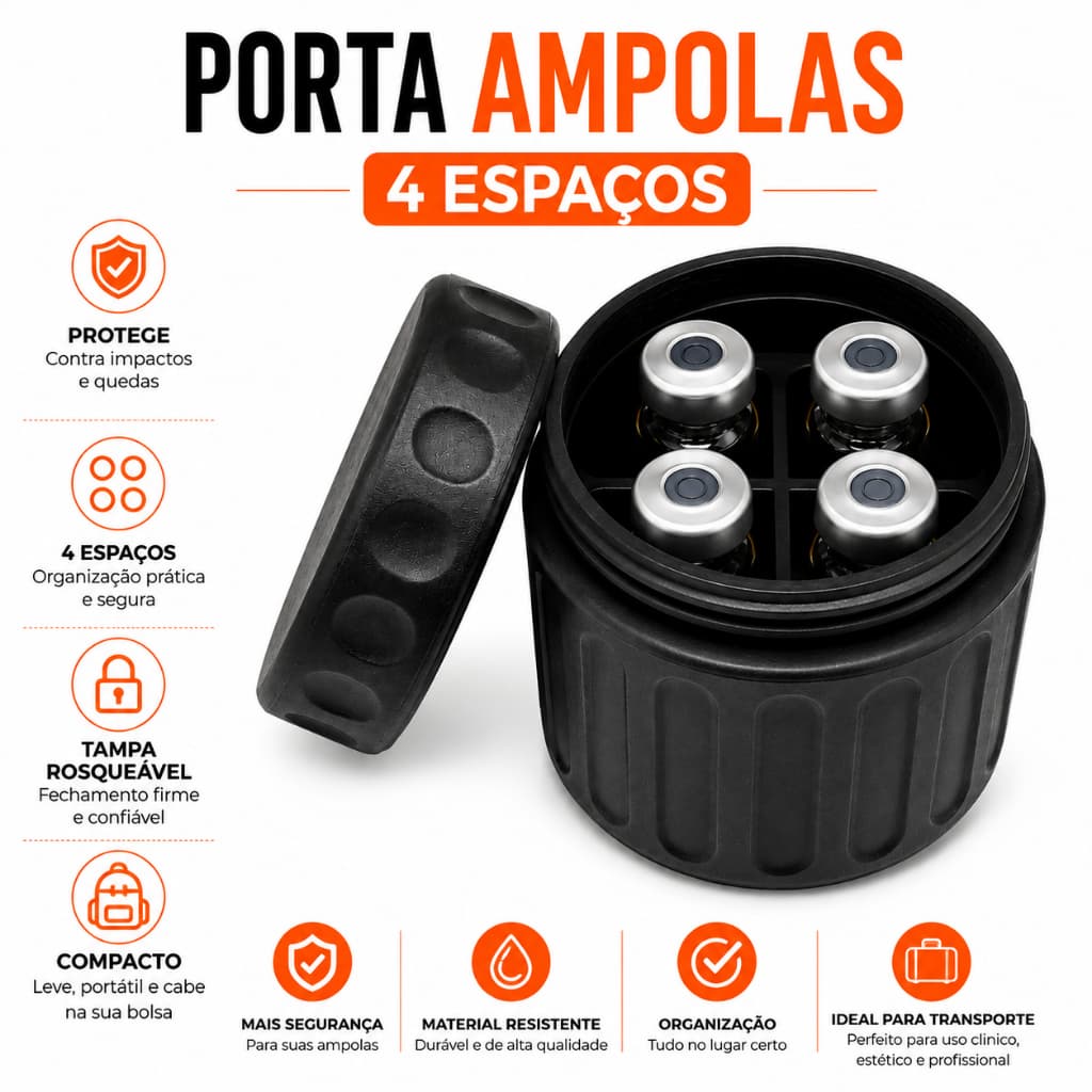 Porta Ampolas Peptídios Reforçado Organizador Tizer - Insulina Premium - Compacto Transporte Seguro - Full Shopee
