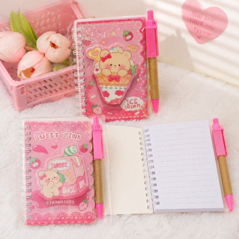 Bloquinho de anotações Cute 7×13 cm com Caneta