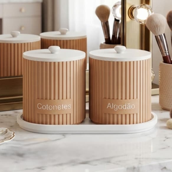 Kit Porta-Algodão e Cotonetes com Design Moderno