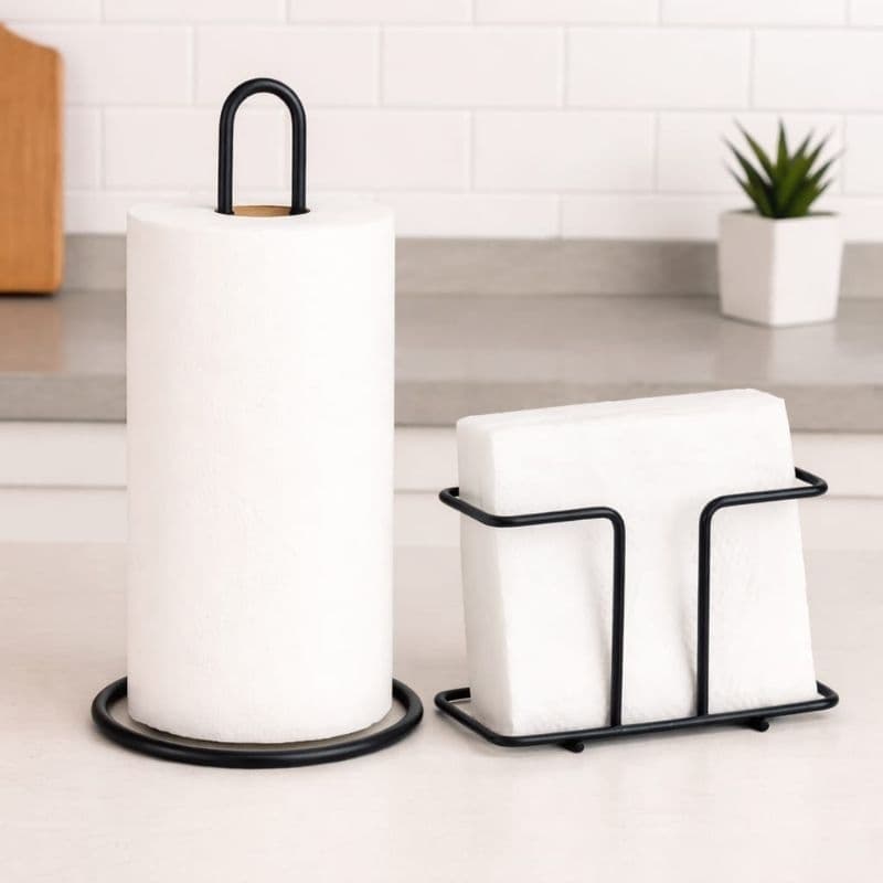🍽️ KIT SUPORTE PARA PAPEL TOALHA + PORTA GUARDANAPOS 🍽️