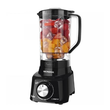 Liquidificador Mondial Turbo L-99 FB Copo Preto Com Filtro 03 Velocidades 550W