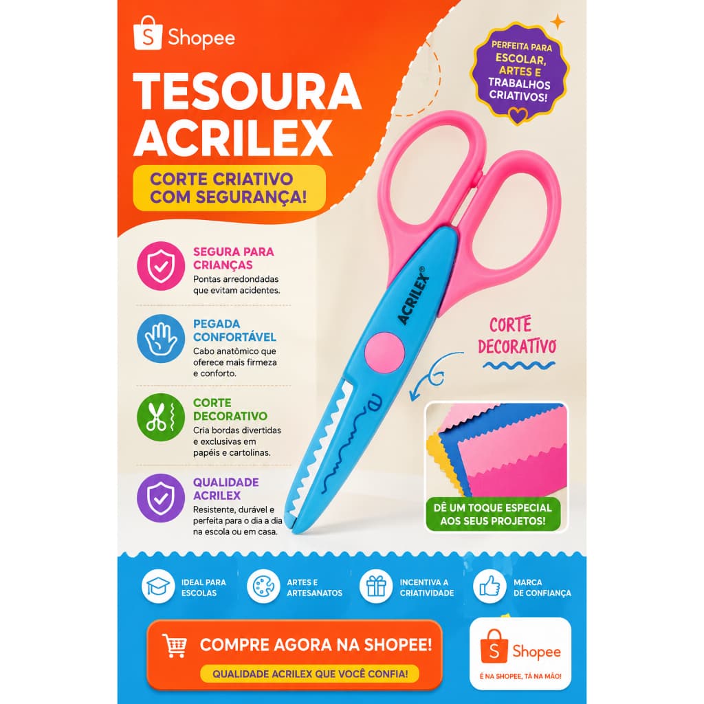 TESOURA DECORATIVA ZIG ZAG -ACRILEX