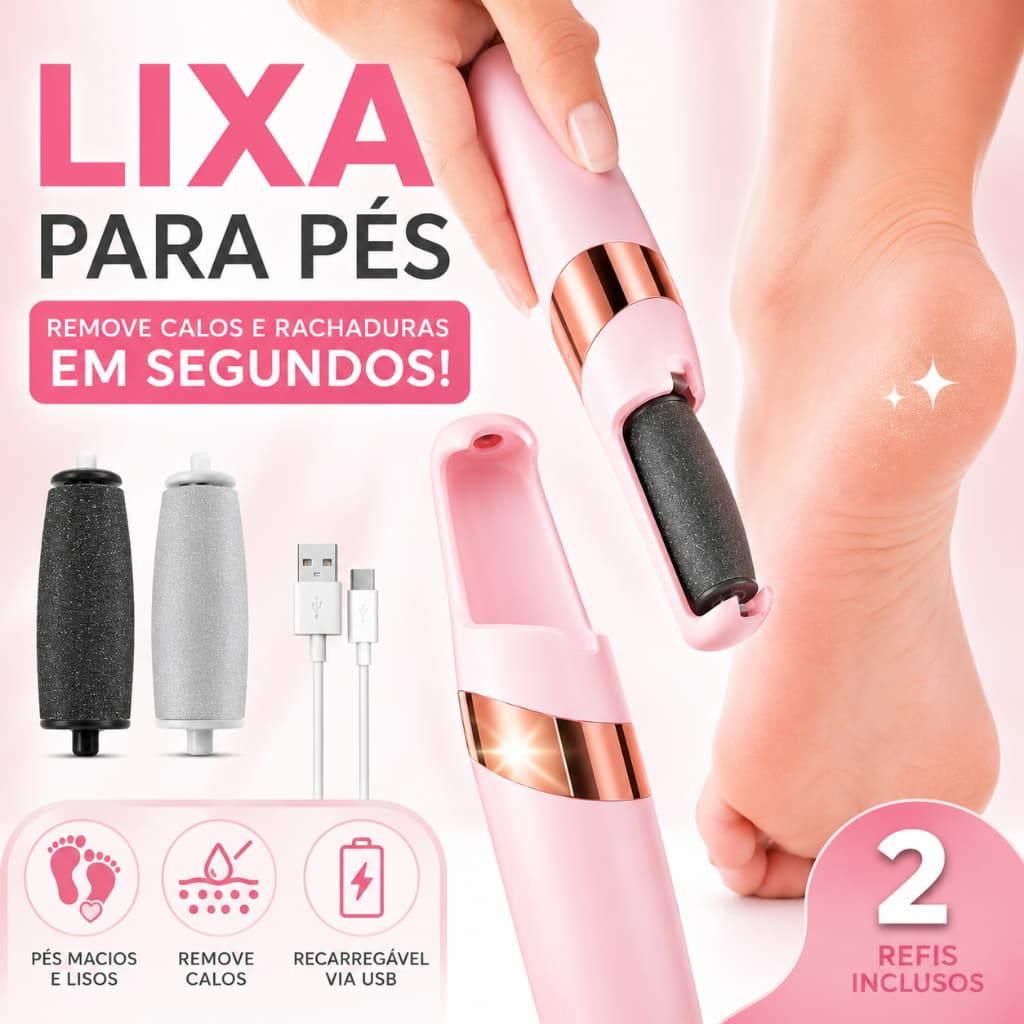 Lixa de Pé Elétrica Removedor de Calos Profissional Sucção de Pele Morta Recarregável USB