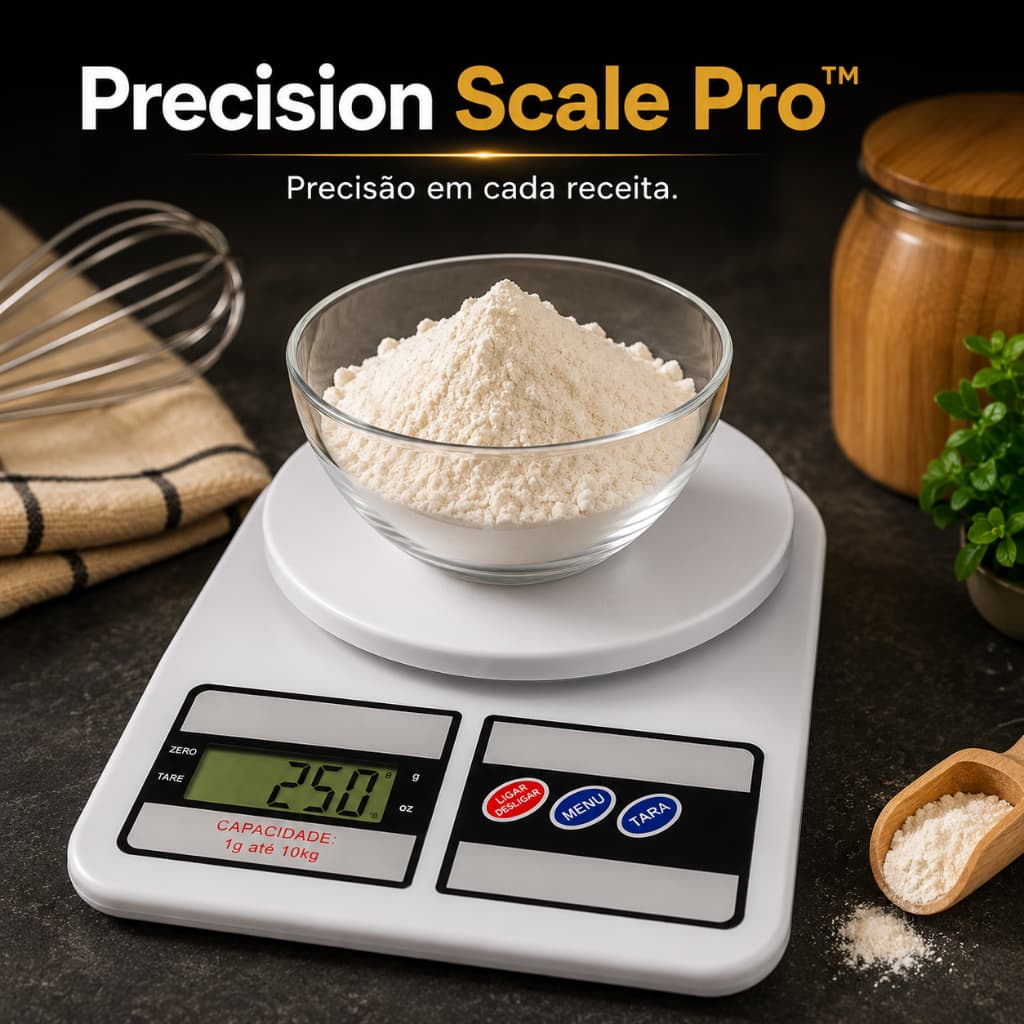 Balança Digital de Precisão 10kg Cozinha com Função Tara Display LCD Alta Precisão Compacta Precision Scale Pro™