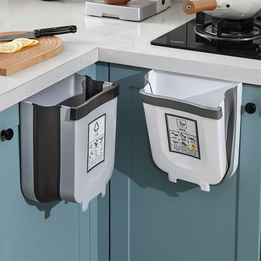 Lixeira Retratil Silicone Cesto Dobravel Multiuso Para Pendurar Portatil Cozinha Porta Escritorio Quarto Casa