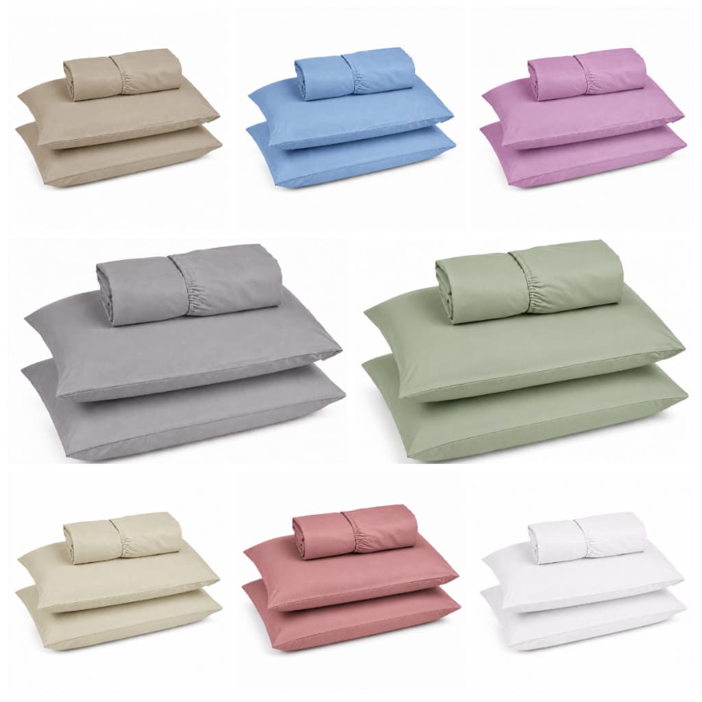 Kit Jogo Cama Lençol PREMIUM 100% Algodão 200 Fios 3 Peças Conjunto com Elástico Fronhas Travesseiro