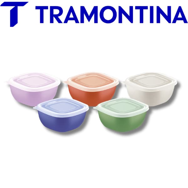 Kit 5 Potes Herméticos Tramontina 300ml Tampa Transparente