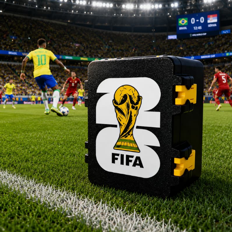 Caixa Porta Figurinhas Álbum Copa do Mundo Brasil Maleta Organizador Grande Com Divisória Estojo Futebol Cards