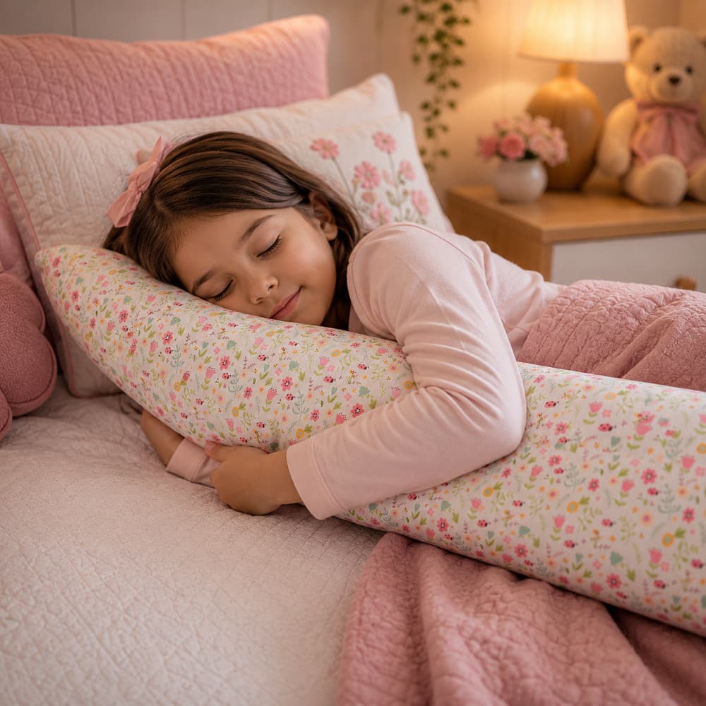 Travesseiro Infantil Gigante de Corpo Rosa Flores Jardim Xuxão com Enchimento