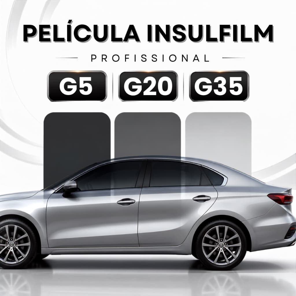 Pelicula Tipo Insulfilm Poliéster Profissional G5, G20 e G35, 50cm larg. Controle Solar