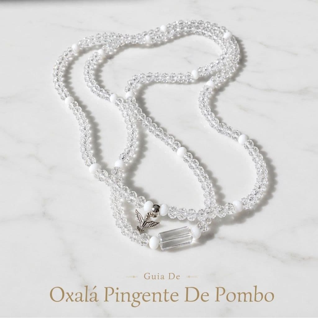 Guia Fio De Oxalá Cristal E Pingente De Pombo Umbanda Transparente
