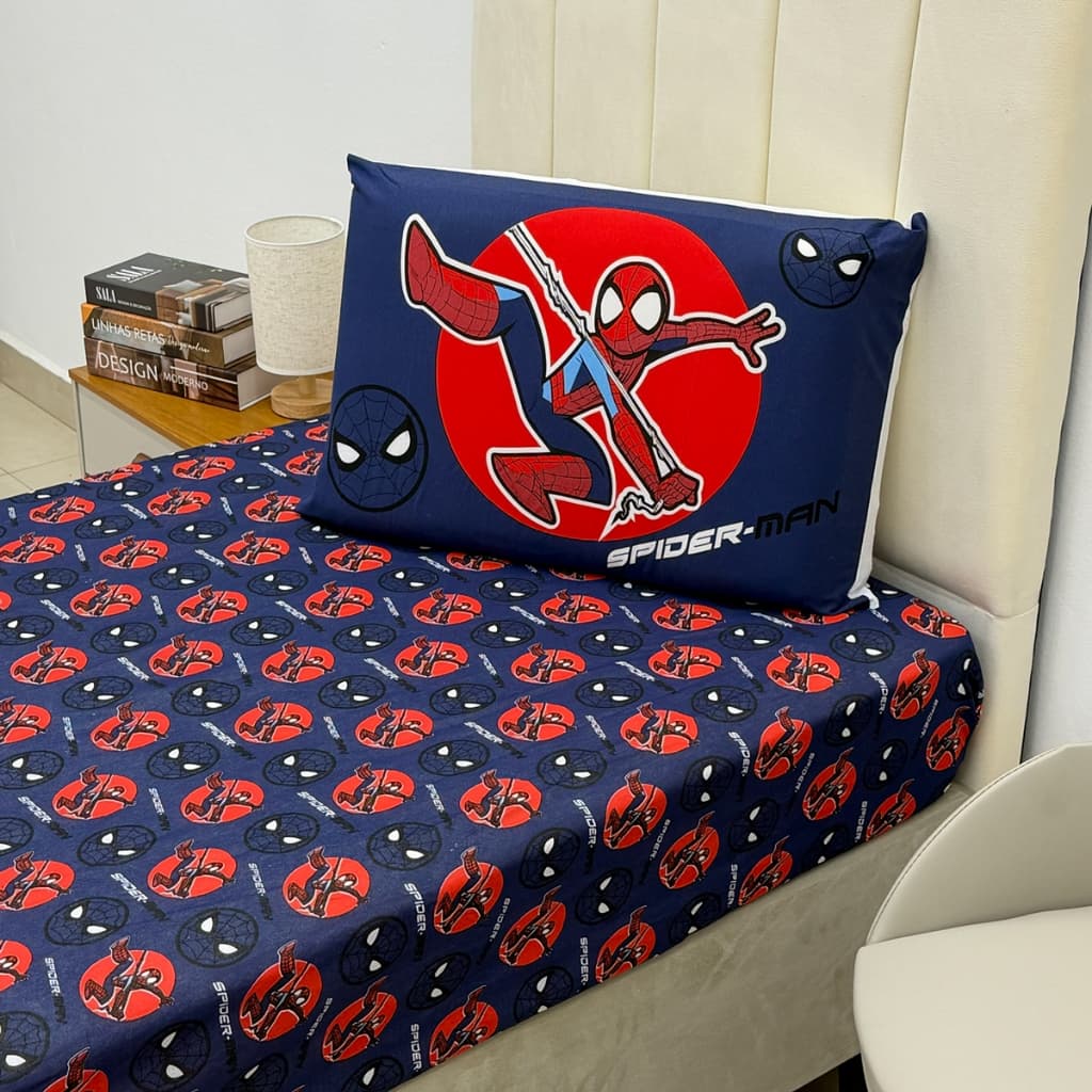 Jogo de Lençol Homem Aranha Infantil Solteiro Com Elástico 2 Peças