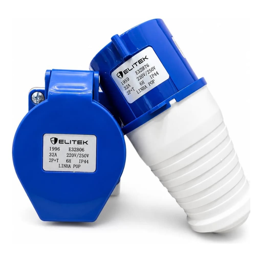 Kit Tomada Sobr 32a 6h 2p+t 220 6h + Plug Industrial Elitek