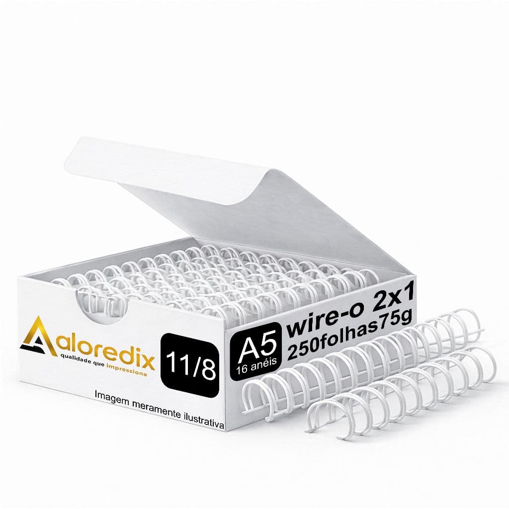 WIRE-O P/ ENCADERNAÇÃO 2X1 A5 1 1/8"250 FLS BRANCO,PRETO,PRATA,ROSE GOLD,DOURADO,ROSA CLARO,BRONZE