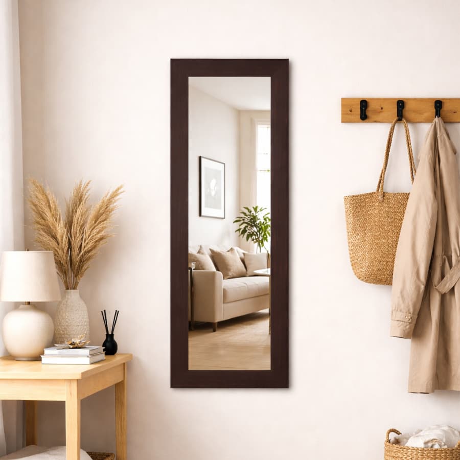 Espelho Decorativo 42x121cm Moldura Lisa Sala Quarto Banheiro Preto Branco Triax