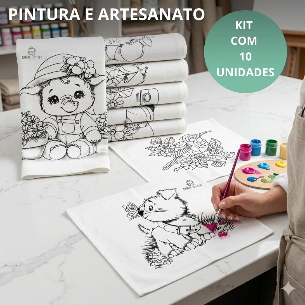 Kit Pano De Prato Riscado Para Pintura Branco Pintar - 10 Un