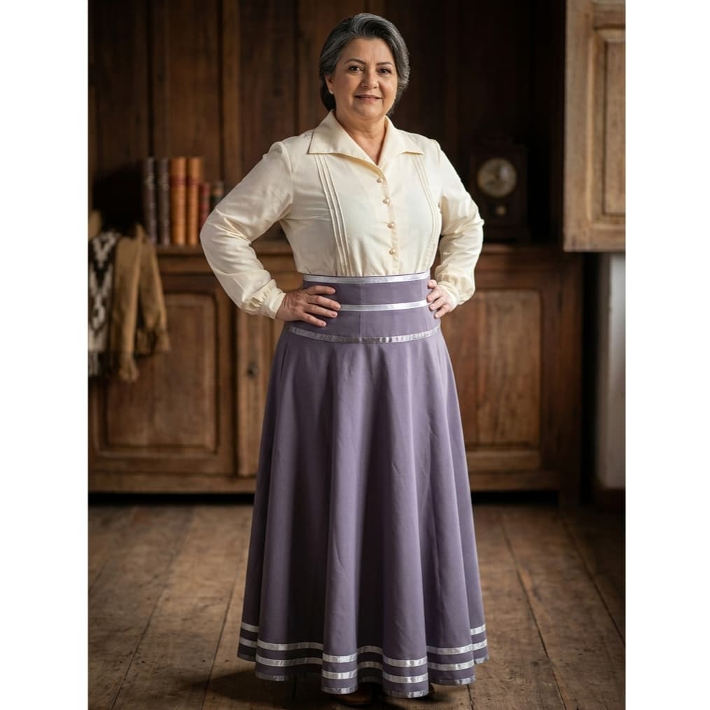 Conjunto Camisa e Saia de Prenda Gaúcha GG Adulto CTG Roupa Vestido Baile Rodeio Farroupilha Tradicional Veterana