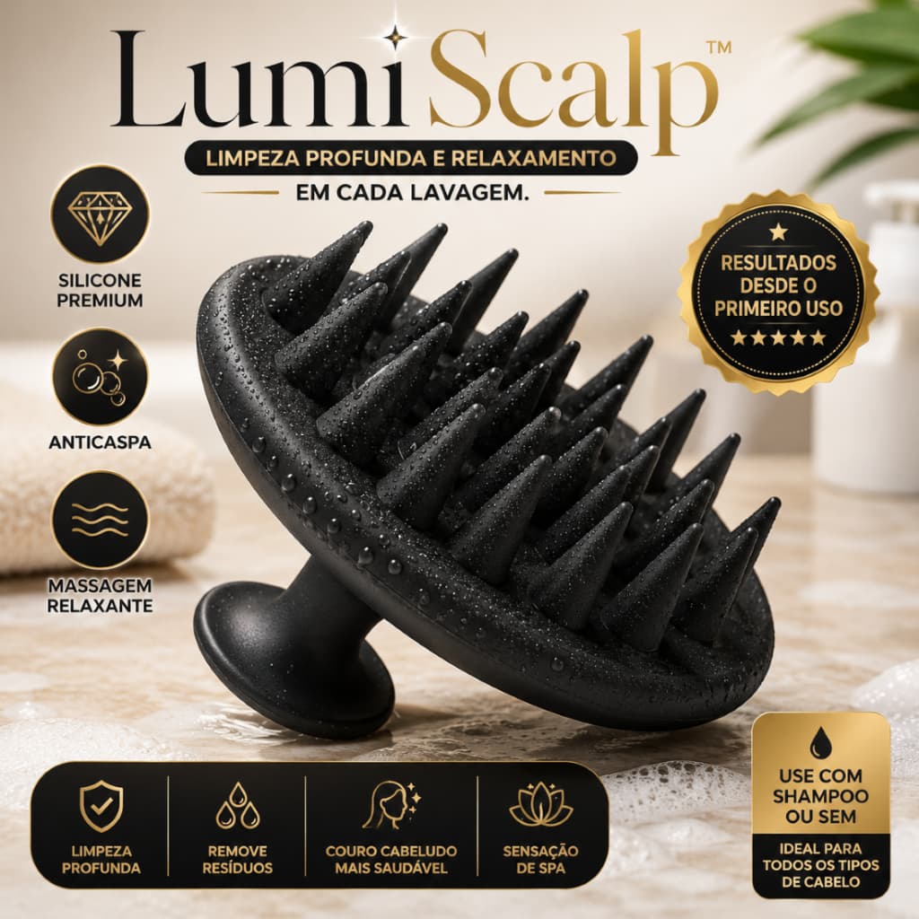 ✨ ESCOVA MASSAGEADORA DE SILICONE PARA COURO CABELUDO ✨