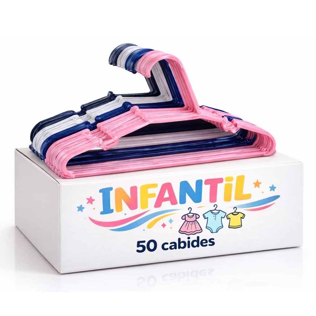Cabide Infantil Plástico Colorido Kit 50 Unidades Organizador para crianças