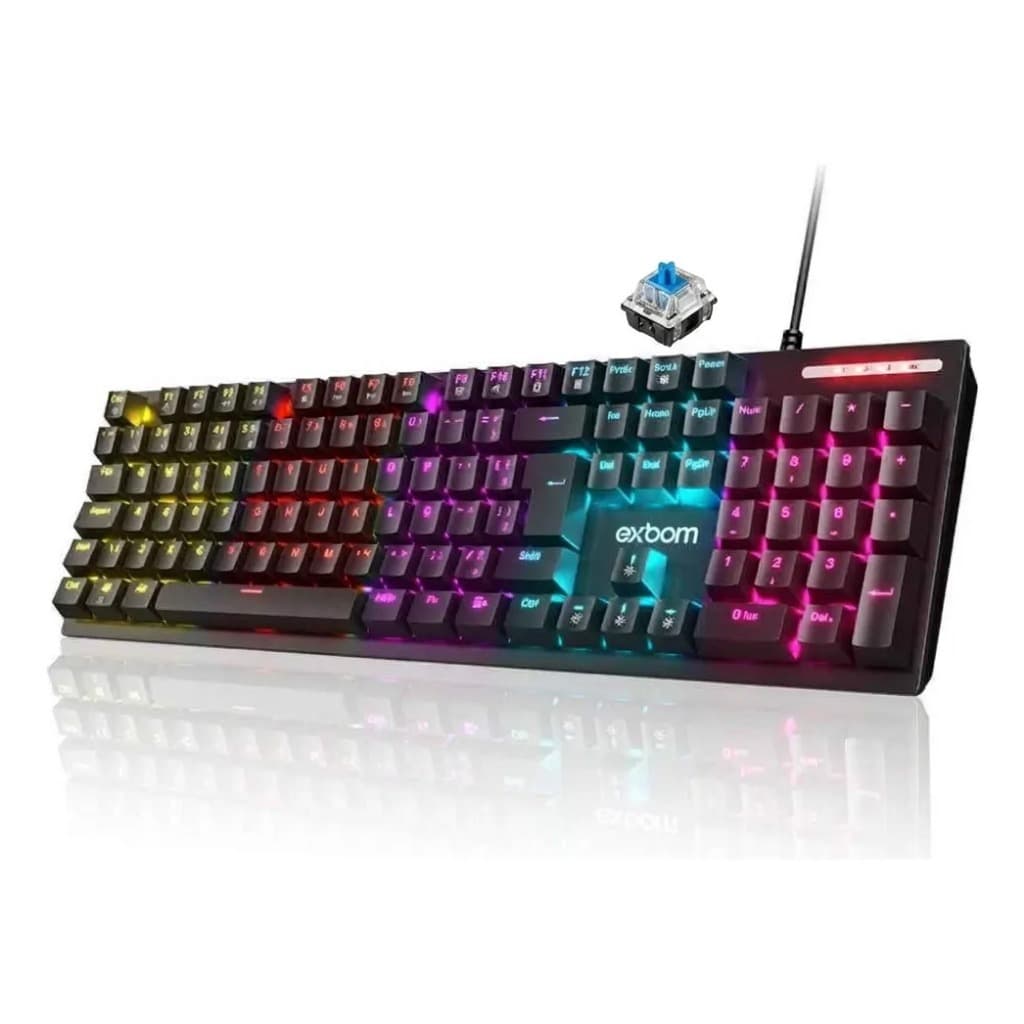 Teclado Gamer Mecânico Exbom Bk-g500 Rgb Hot Swap Abnt2