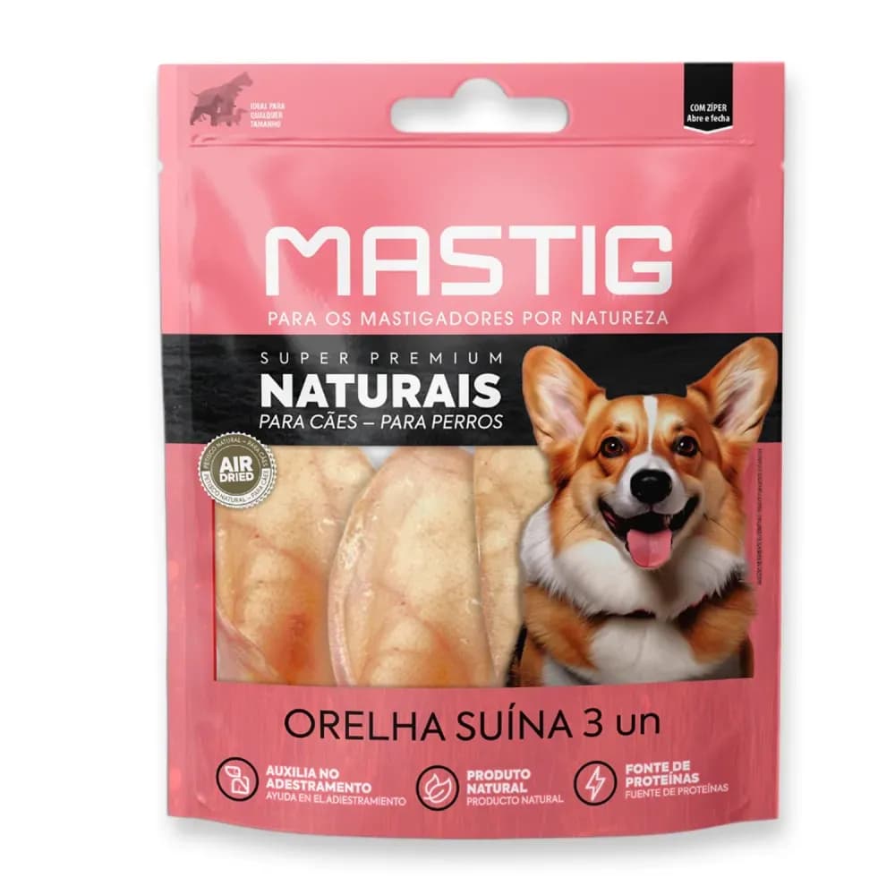 Petisco Orelha Suína para Cães Mastig Embalado com 3 unidades