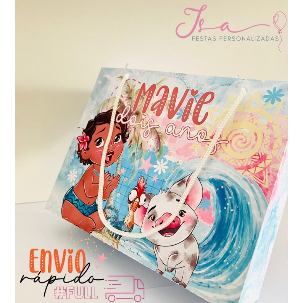 Sacolinhas Moana Baby Personalizadas Kit Festa Infantil Pegue e Monte