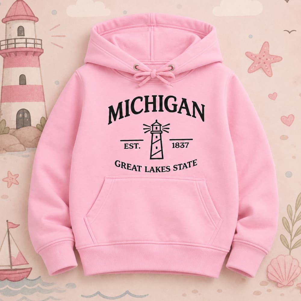 Moletom Infantil Canguru Michigan Farol Navios com Capuz Inverno Varias Cores