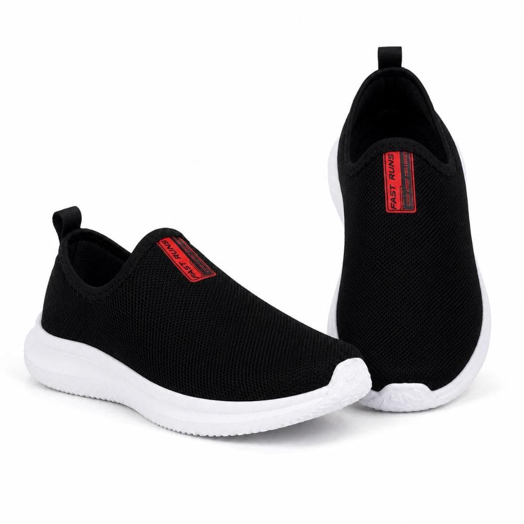 Tênis Preto Masculino Meia Calce Fácil Leve Confortável Solado Alto Branco