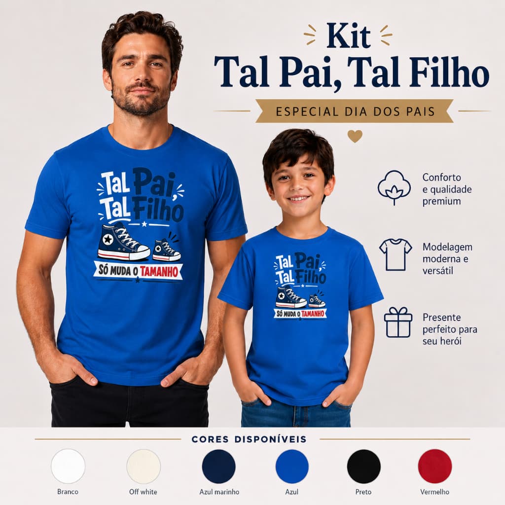 Kit Camiseta Pai E Filho Tal Pai Tal Filho Dia Dos Pais Adulto Infantil Personalizada Presente Para Papai
