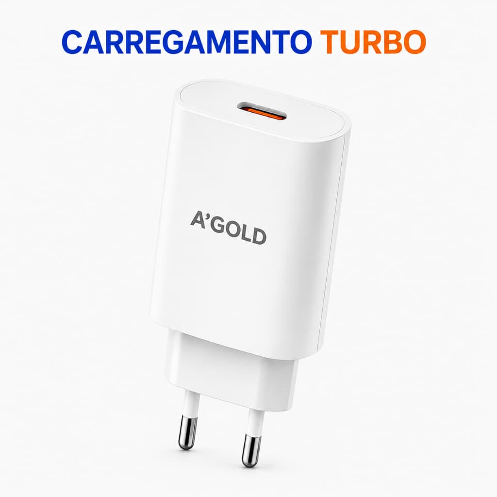 Fonte Carregador USB-C Turbo 30W PD  para Samsung Android iOS 15 16 17 Pro Pro max