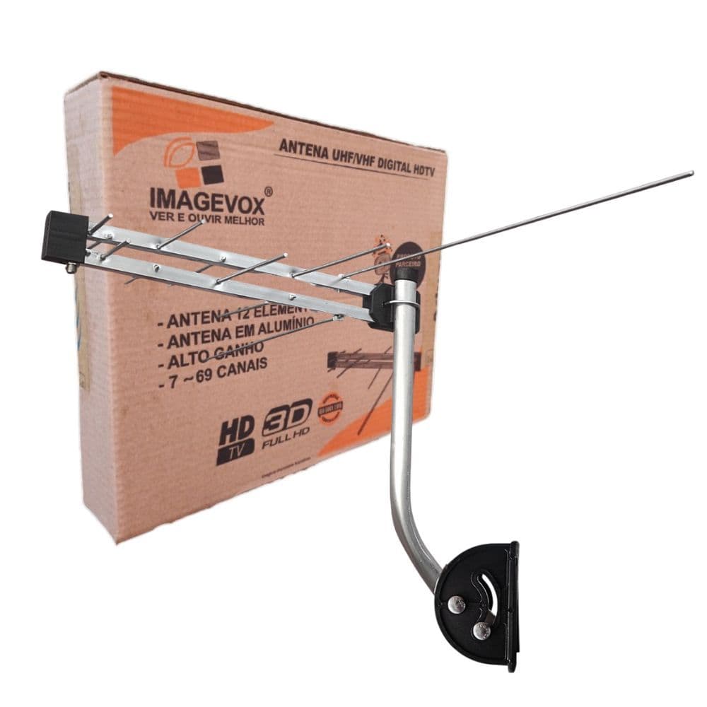 Antena VHF/UHF Digital Externa 12 Elementos Para Canais Locais