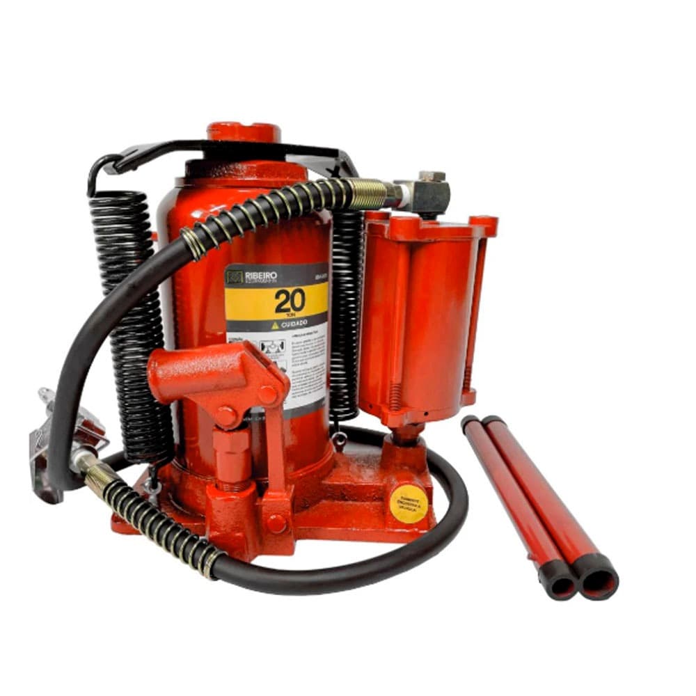 Macaco Hidropneumático Garrafa 20 Toneladas Vermelho - Ribeiro Equipamentos