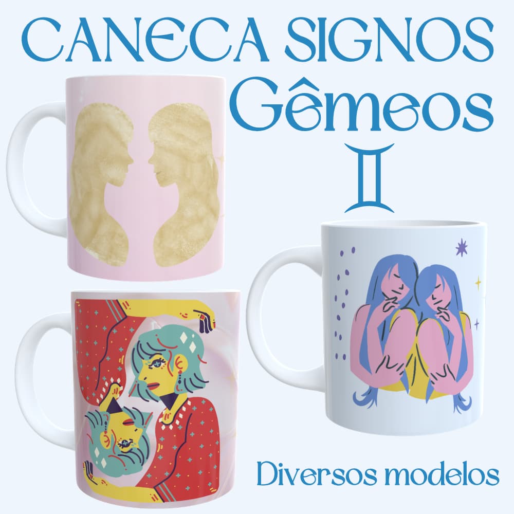 Caneca Signo Gêmeos Zodíaco Horóscopo Astrologia Presente | Cerâmica 325ml | Geminiano, geminiana