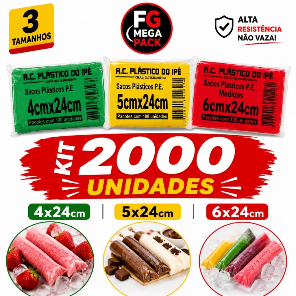 Saco Sacolé Ipê Transparente Para Geladinho Chup Chup Dindin Embalagem Alimentícia