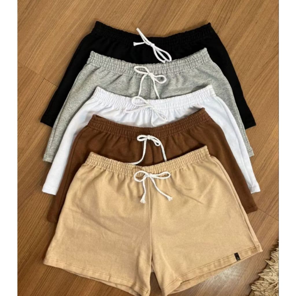Kit 5 Unidades de  Shorts feminino short de moletom algodão básico para academia dia a dia
