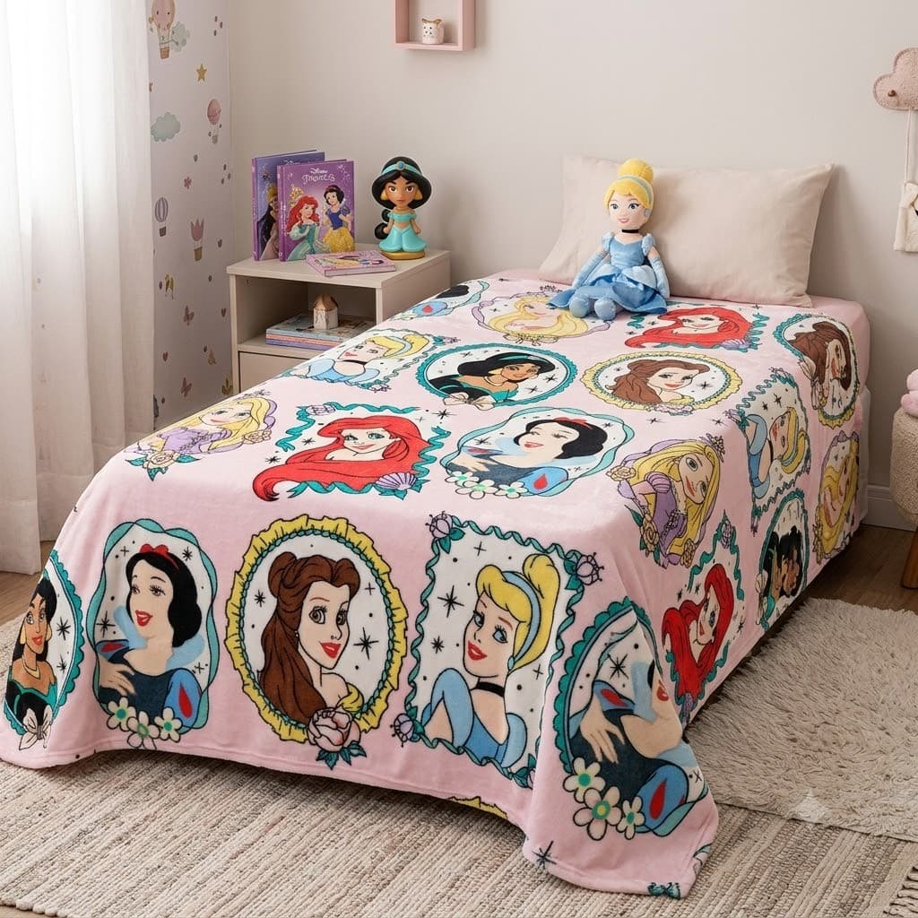 Manta Cobertor Disney Solteiro Super Macia Hipoalergenico 200grs Princesas