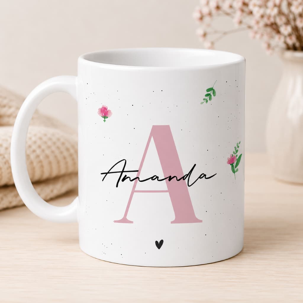 Caneca Personalizada Letra do Alfabeto com Nome Presente madrinha padrinho dinda dindo
