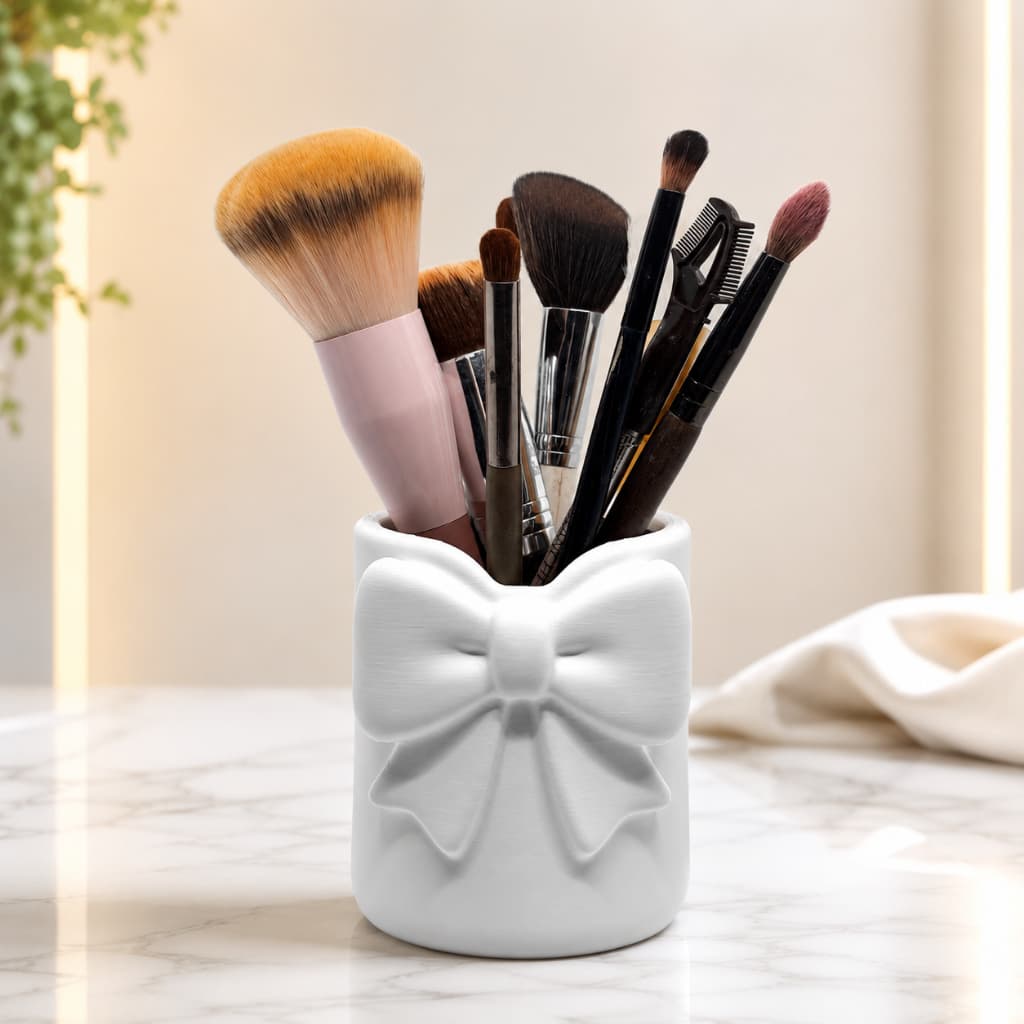 Organizador Porta Pincéis de Maquiagem com Laço | Moderno e Elegante