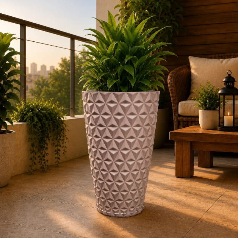 Vaso Grande Coluna Diamante G 60cm Altura Polietileno Premium Luxo Resistente Impermeável Para Plantas Jardim Casa