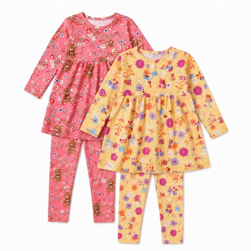 Conjunto Infantil Feminino Bata + Legging | Roupa Menina Estampada Fashion Confortável 2 ao 12