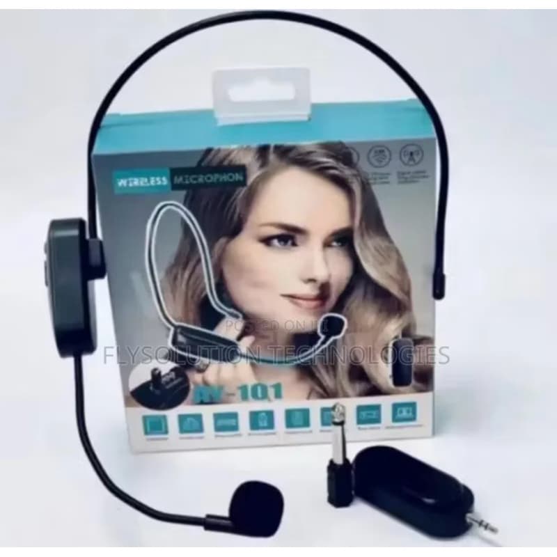 Microfone headset de cabeça Portátil UHF Sem Fio Profissional com Amplificador e Volume AY 101