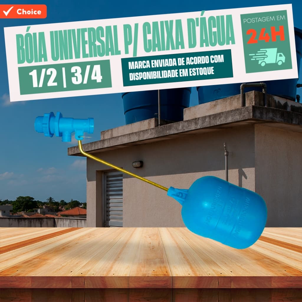 Torneira Bóia Universal P/ Caixa D'água 1/2 E 3/4 Rosca Ext.