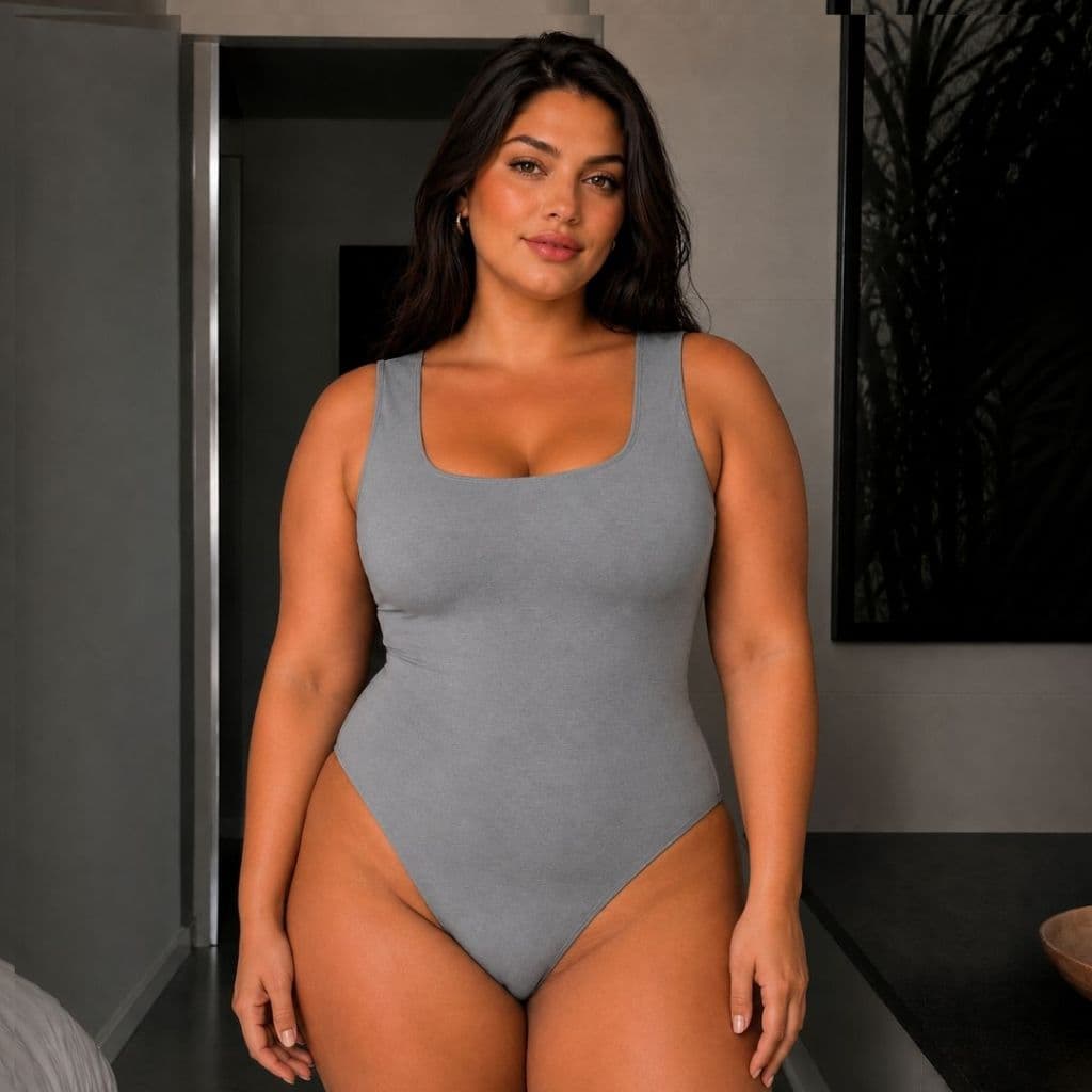 Body Feminino Plus Size Gola Quadrada Suplex Alça Grossa Premium Confortável e Elegância Moda Blogu