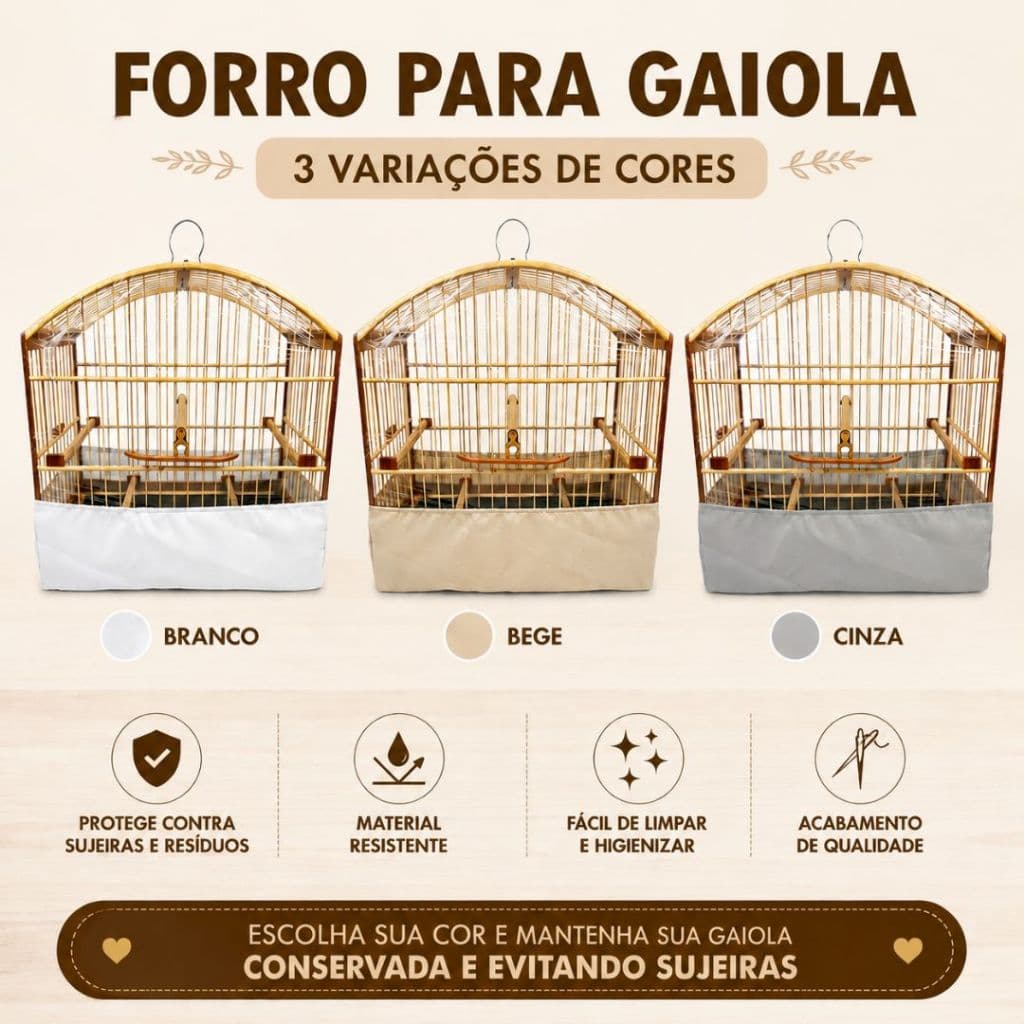 Capa Forro Fundo de Gaiola De Tecido N°2 ao N°8 - Anti Sujeira, Lavável e Durável