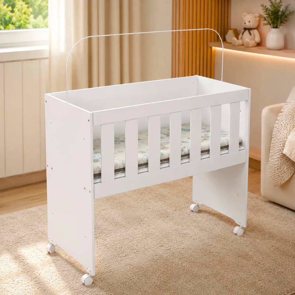 Mini Berço para Bebe Moises 5 em 1 com Mosquiteiro Regulável com Colchão Incluso Moderno