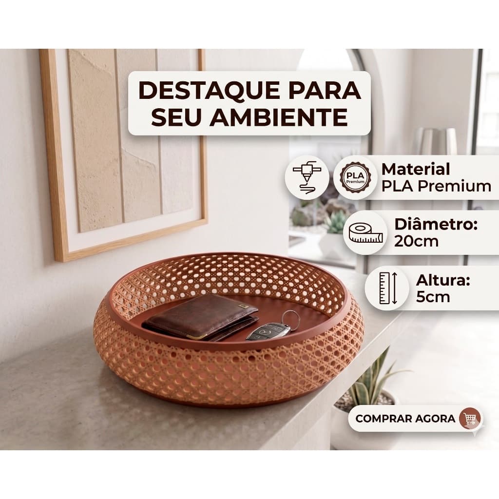 Bandeja Organizadora Rattan Luxo – Cesto Porta Objetos com Estilo Contemporâneo e Sofisticação